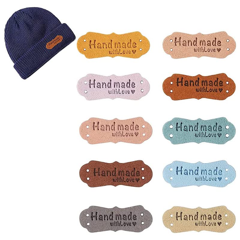 Amazon | karonpeln 革タグ 刺繍タグ 50枚入り 10種パターン PU